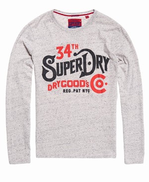 Superdry NYC Goods Co Hosszú Ujjú Férfi Pólók Szürke/Fehér | EGJTA8036